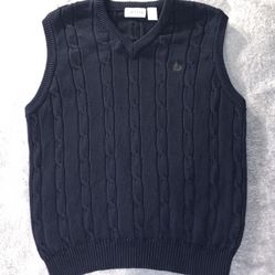 Izod Pullover Sweater Vest Mens Vintage Cable Knit Navy Blue V Neck 90's 00's 🐊