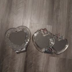Set Of Two Antique Glass Heart Frames