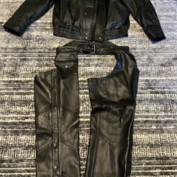 Mens Leather Motorcycle Jacket And Chaps