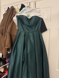 Size 6 Strapless Satin High Low Dress. Forest green Betsy & Adam dress