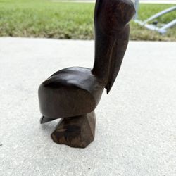 Vintage Ironwood Sculpture of a Hand carved Pelican