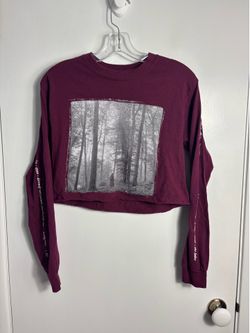 Taylor Swift Shirt Womens Small Red Folklore Graphic Cropped Long Sleeve