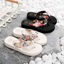 Floral Bow Platform Flip Flops