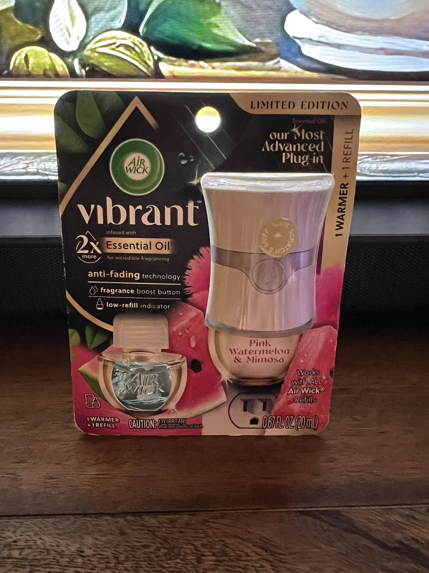 Air Wick Vibrant Plug-In Scented Oil Air Freshener Warmer Starter Kit, Pink Watermelon and Mimosa, 2 Piece