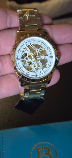 BIBI Gold Tone Automatic Skeleton Watch