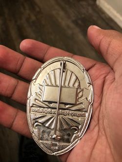Silver Metal security Badge with Pin Back