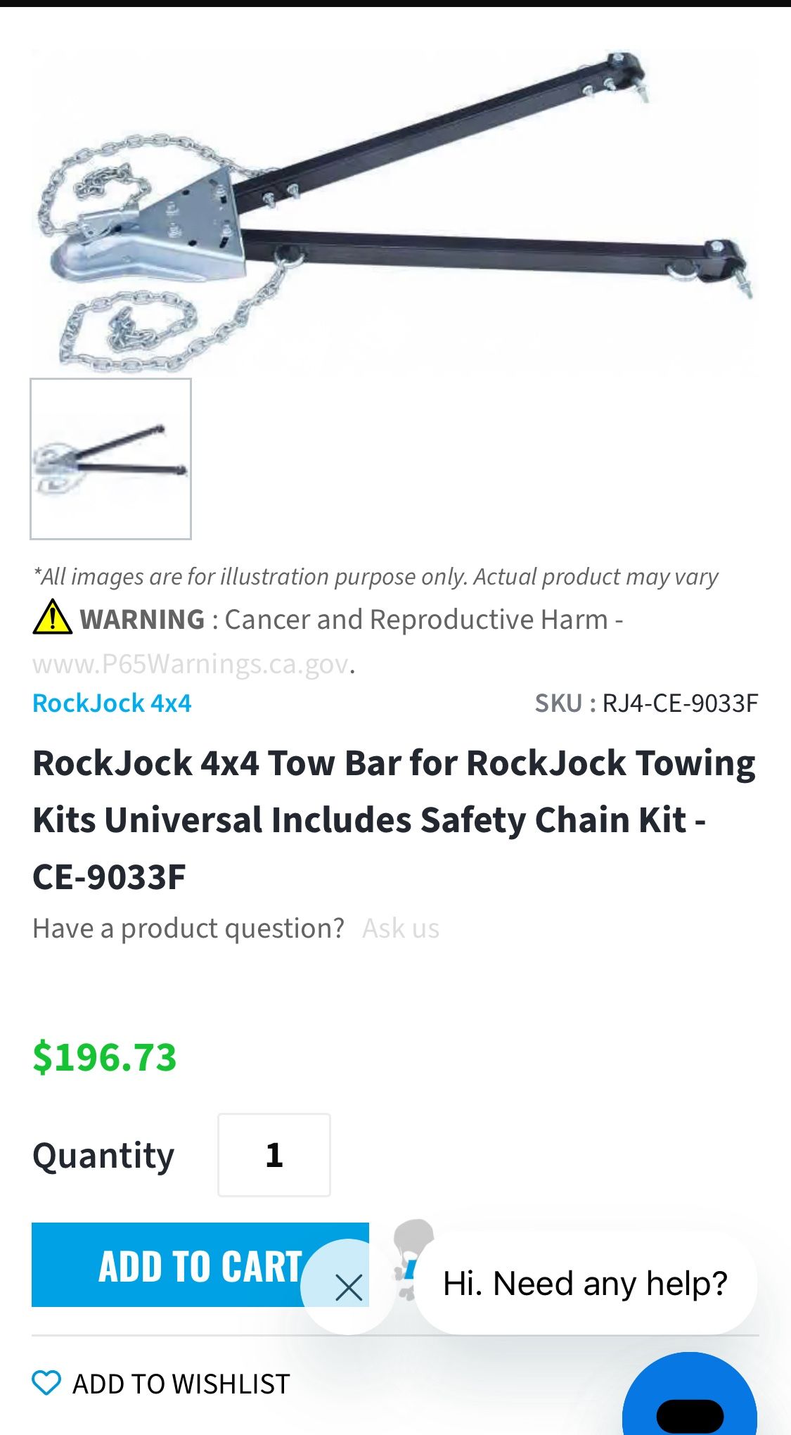 Rock Jock Tow Bar For Jeep Wrangler TJ