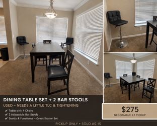 Dining Table Set + 2 Bar Stools – $125