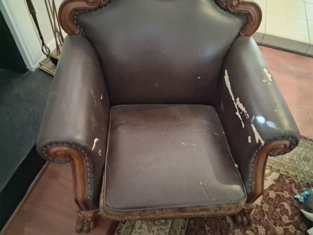 Pleather Wood Sofa Set