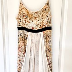 Women’s Kensi (S) - Multi-Color Abstract Print Dress with Sheer Overlay – Unique Statement Piece