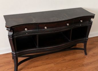 Dark Wood Console Table with Drawers