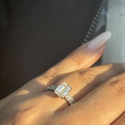 Emerald Cut 14K Lab Created Diamond Ring