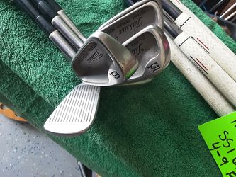 King cobra lefty set $90.00 Titleist DTR 3 THRU 9 PITCH NICE GRIPS $75.00 Turbo power 588s forgiving 60.00 or 80.00 with new grips.