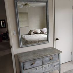 Antique Chest Of Drawers And Mirror