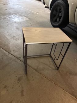 Industrial Side Table Wood Top Metal Frame