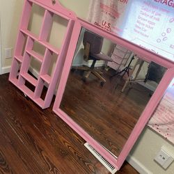 Pink Mirror And Shelves 