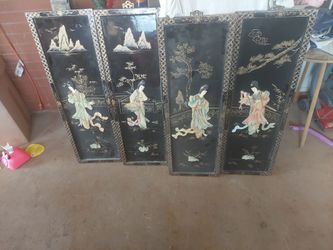 Vintage Geisha lacquer paintings