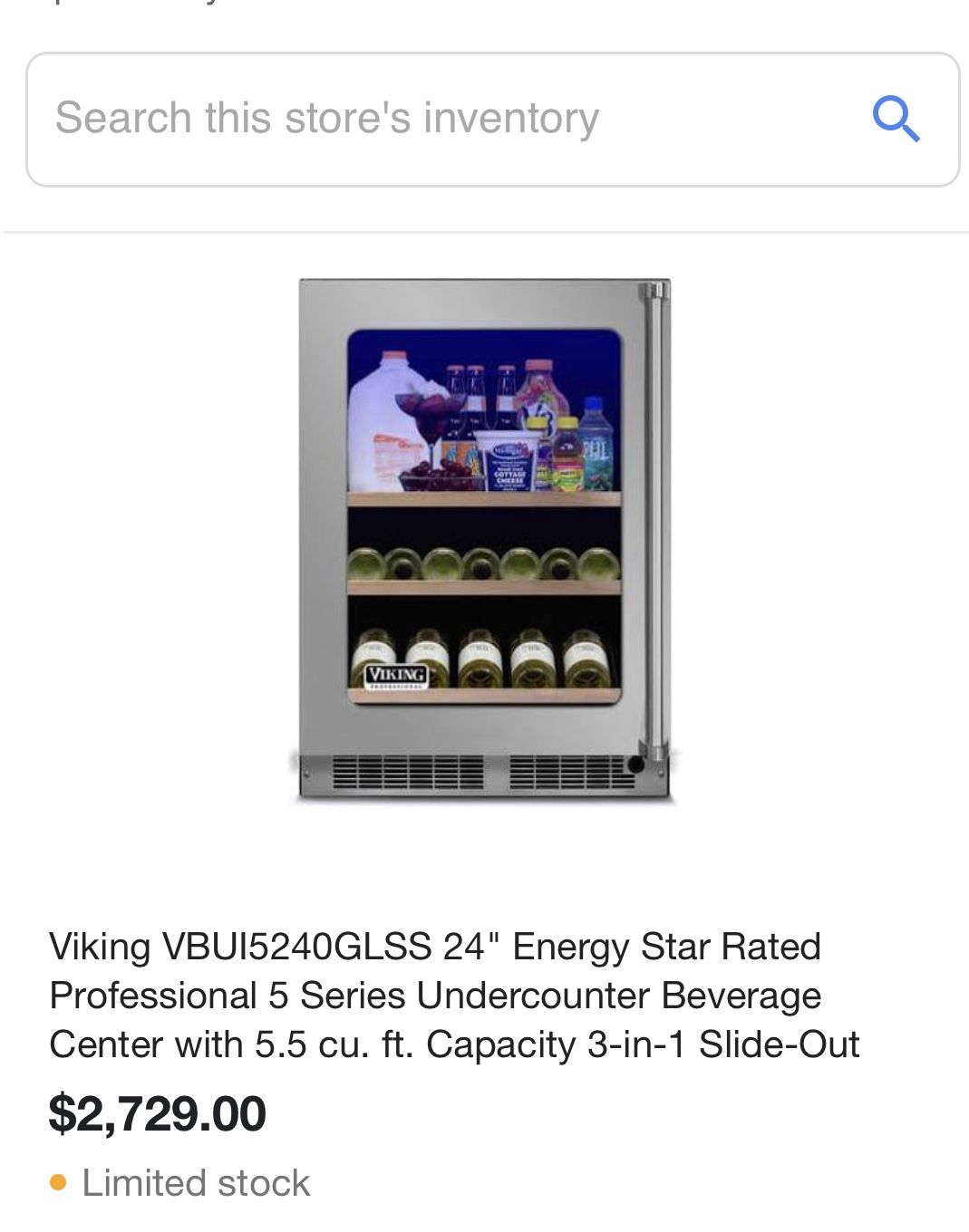 New viking under counter refrigerator