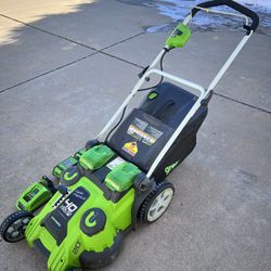 Greenworks 40V Lawn Mower with Two Battery Pack