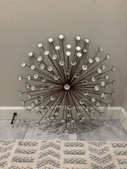 Large Modern Starburst Wall Decor with Crystal Accents