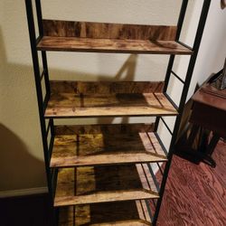 Two Book Shelves.  Wood And Metal.