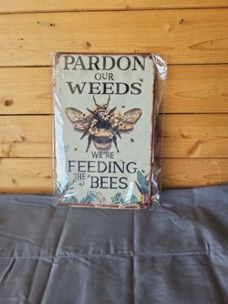 Adorable Feeding The Bees MDF Sign 5"×6"