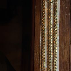 10MM Gold Cuban Link Chain And Bracelet 