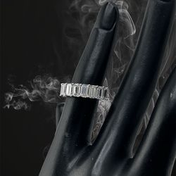 Emerald Diamond eternity band in 14k white gold