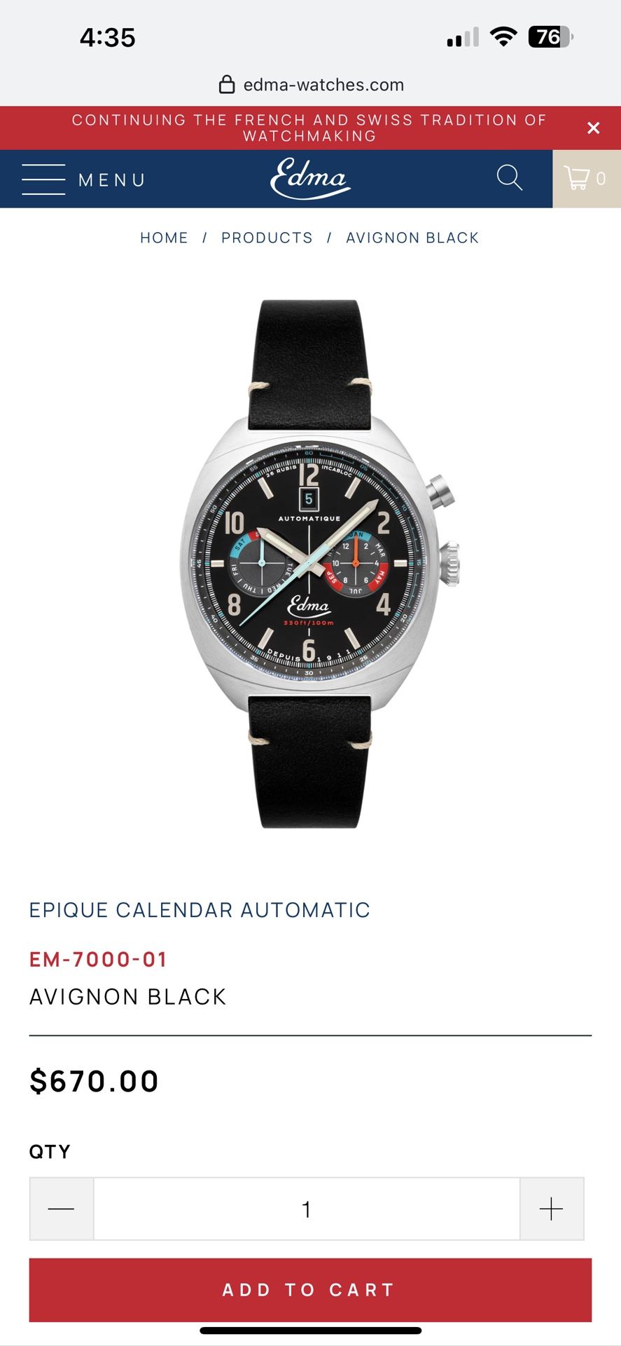 Edma Epique Calendar Automatic Watch