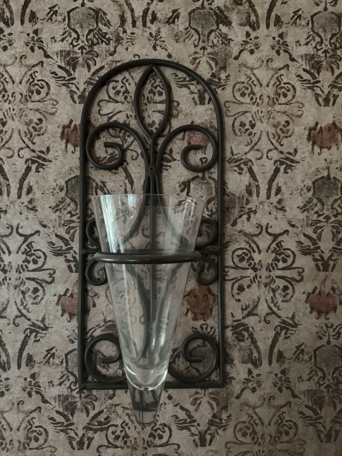 Iron and Glass Wall Vase