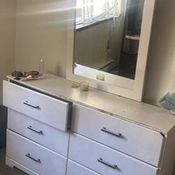 60$ White Dresser With Mirror 