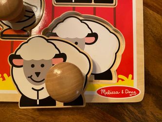 🐮 🧑‍🌾 🐷  NEW Melissa & Doug Wooden Jumbo Peg Puzzle Animal Farm Friends