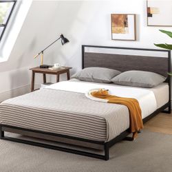 King Size Bed Frame - Bamboo Wood Slats Included! 