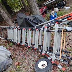 Brand New 9' Little Giant Ladder With Lift, Platform And Safety Cage 