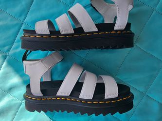 Dr. Martens BLAIRE White Hydro Leather Strap Sandals AirWair - White Size 6, New
