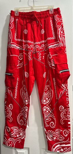 Red Bandana Print Cargo Pants