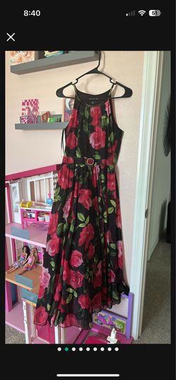 New Floar Print Black Long Women Beautiful dress M only