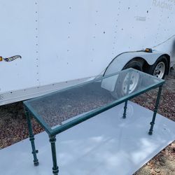 Console Table Metal An Thick Glass Top Rectangular 
