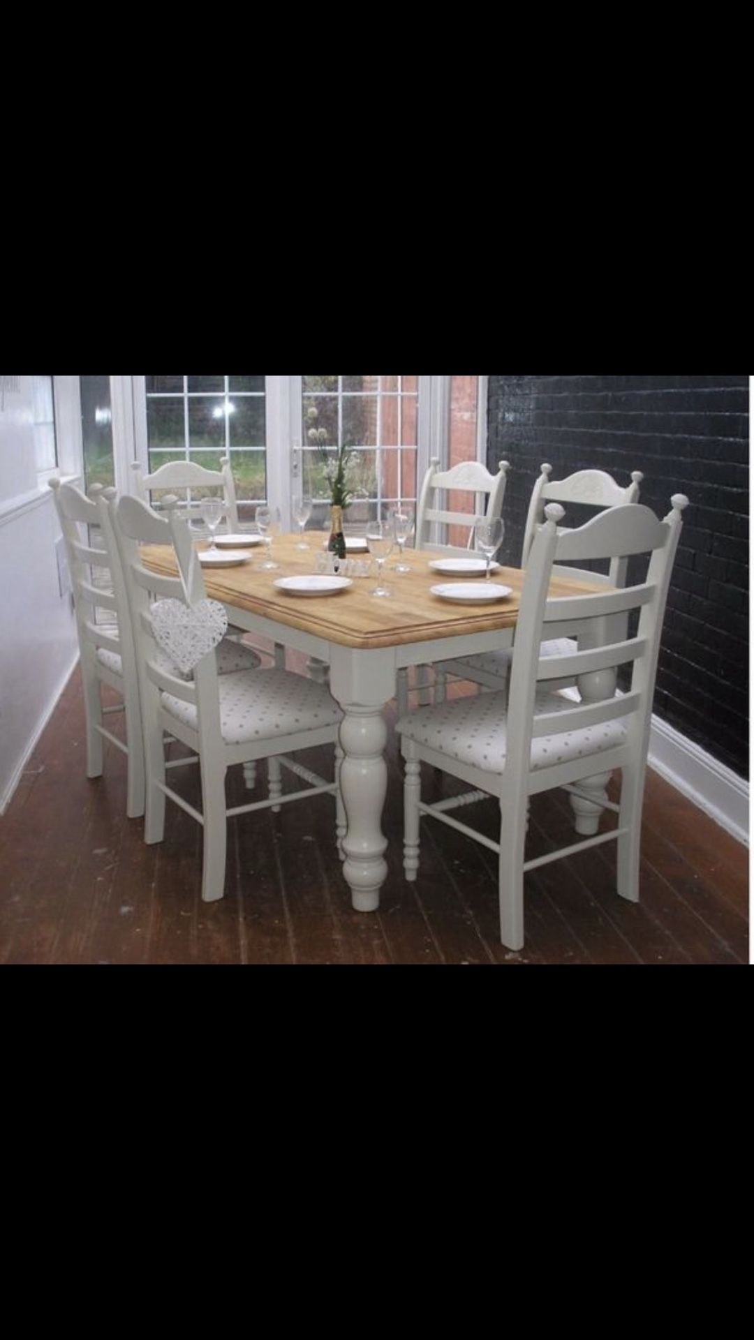 Tan and white dinning set