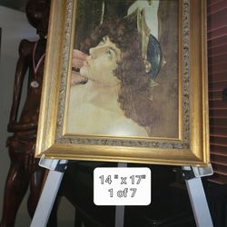 Beautiful solid oak wood framed pictures old antique