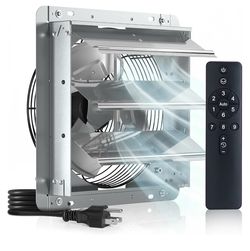 Amico 12" Shutter Exhaust Fan, Remote 9-Speed 25W DC Motor, 1200 CFM Energy-Efficient Wall Mount Ventilation Fan, Garage, Greenhouse, Attic, Chicken C