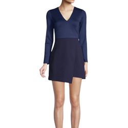 Alice + Olivia Sapphire Navy Evette Asymmetrical Mini Ponte Dress 4