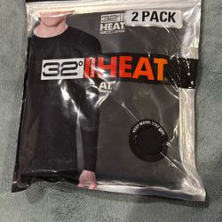 32 Degrees Heat Men's 2-Pack Performance Lightweight Thermal Baselayer Crewneck Top (Brand New)