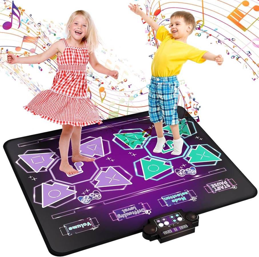 new Kids Dance Mat Toys - 2-Player Dance Pad Gifts for Girls Boys Toddlers 3 4 5 6 7 8 9 + Year Old Electronic Dancing Mat Floor Games Toy with Music 
