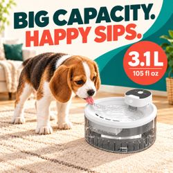 [NEW] Cordless Motion Sensor Pet Water Fountain for Cats & Small Dogs 105oz / 3.1L - with Filter