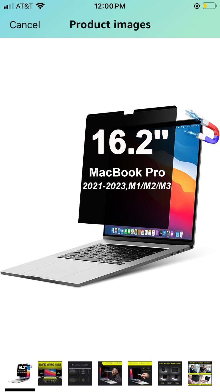 Privacy Screen Protector for MacBook Pro 16 Inch (2021-2024, M1, M2, M3, M4, Pro, Max)