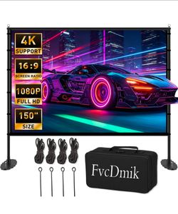 🔥new inbox🔥150 inch Projector Screen with Stand, 16:9 4K HD Portable Outdoor Movie Screen