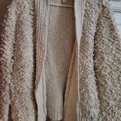 Bohemian Sweater Ella Moss/ Size M Ivory With Side Pockets