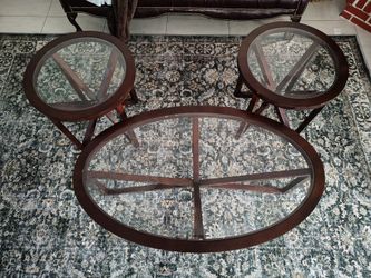 3-Piece Glass Top Coffee and End Table Set