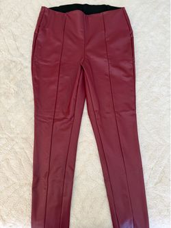 Red Faux Leather Slim Pants